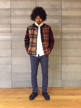 「ベースボールシャツ」｜「アイテム（ブルゾン）」を使った、OGAWAさん（メンズ・175cm）の秋コーディネート
