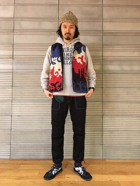 「and wander（アンドワンダー）のアイテム（パンツ）」を使った、OGAWAさん（メンズ・175cm）の秋コーディネート