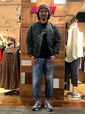 「MANASTASH（マナスタッシュ）のアイテム（MA-1）」を使った、OGAWAさん（メンズ・175cm）の秋コーディネート