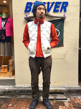 「and wander（アンドワンダー）のアイテム（ブルゾン）」を使った、OGAWAさん（メンズ・175cm）の秋コーディネート