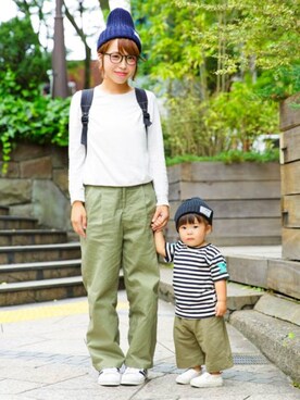 「ハグマグ」｜「アイテム（ニットキャップ/ビーニー）」を使った、coconuts002023さん（キッズ・80cm）の秋コーディネート