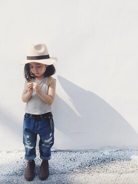 「Dr. Martens（ドクターマーチン）のアイテム（その他シューズ）」を使った、L.Lさん（キッズ・100cm）の夏コーディネート