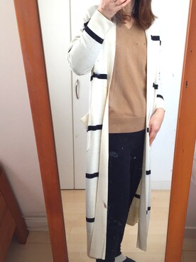 「Mila Owen（ミラオーウェン）のアイテム（カーディガン/ボレロ、ホワイト系）」を使った、miyakoさん（レディース・162cm）の冬コーディネート