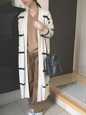 「UNIQLO（ユニクロ）のアイテム（ニット/セーター、ベージュ系）」を使った、miyakoさん（レディース・162cm）の冬コーディネート