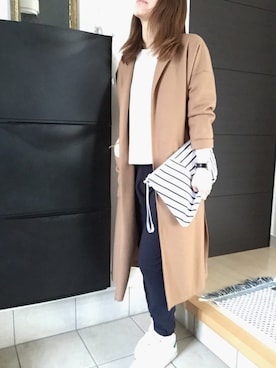 「TOMORROWLAND （トゥモローランド）のアイテム（ジャケット/アウター、ベージュ系）」を使った、miyakoさん（レディース・162cm）の春コーディネート