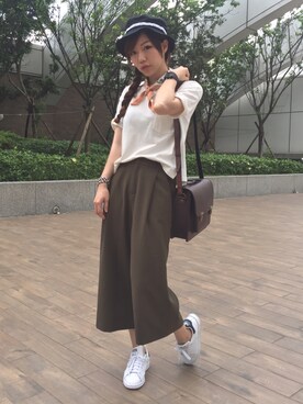 「DEMARCOLAB（デマルコラブ）のアイテム（帽子）」を使った、Denïseさん（レディース・164cm）の春コーディネート