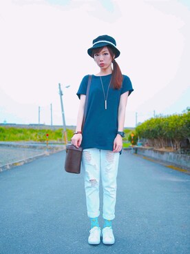 「DEMARCOLAB（デマルコラブ）のアイテム（帽子）」を使った、Denïseさん（レディース・165cm）の秋コーディネート