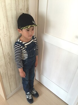 「Right-on（ライトオン）のアイテム（つなぎ/オールインワン）」を使った、higeりんこさん（キッズ・110cm）の春コーディネート