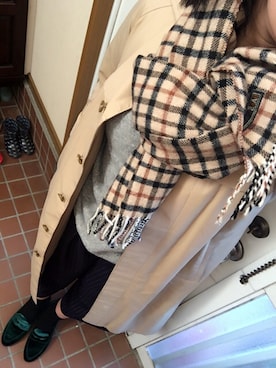 「アイテム（ローファー、グリーン系）」を使った、Kaori☆さん（レディース・164cm）の冬コーディネート