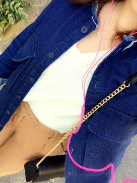 「one way（ワンウェイ）のアイテム（ニット/セーター、ホワイト系）」を使った、sn♡さん（レディース・163cm）の冬コーディネート