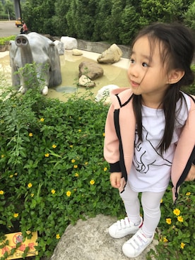 「MSGM（エムエスジーエム）のアイテム（ジャケット/アウター）」を使った、Snow Whiteさん（キッズ・90cm）の春コーディネート