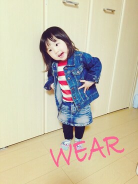 「ボーダーTシャツ」｜oryさん（キッズ・90cm）の春コーディネート