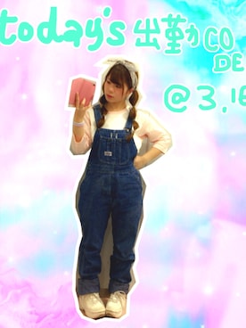 「ヤンチャ」｜「アイテム（オールインワン・サロペット）」を使った、びびちゃんさん（レディース・146cm）の春コーディネート