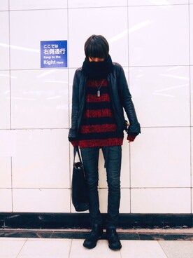 「OURET（オーレット）のアイテム（ブーツ）」を使った、まさちーさん（メンズ・179cm）の秋コーディネート