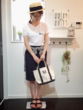 「ポケットＴシャツ」｜「アイテム（サロペット/オーバーオール）」を使った、maaさん（レディース・165cm）の夏コーディネート