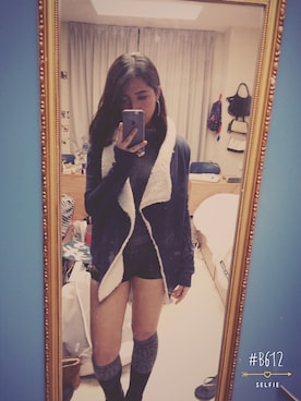 「Abercrombie&Fitch（アバークロンビーアンドフィッチ）のアイテム（その他アウター）」を使った、ゆみ♡さん（レディース・163cm）の冬コーディネート