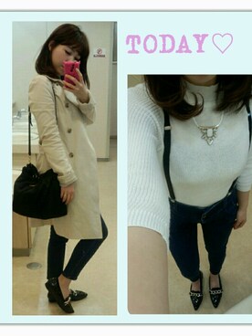 「＃デニム」｜「アイテム（トレンチコート）」を使った、akiさん（レディース・158cm）の春コーディネート