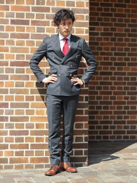 「茶色」｜「アイテム（セットアップ）」を使った、Ryoma Nishizawaさん（メンズ・173cm）の春コーディネート