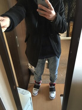 「BEAMS（ビームス）のアイテム（トレンチコート）」を使った、守山 龍ちゃんさん（メンズ・170cm）の冬コーディネート
