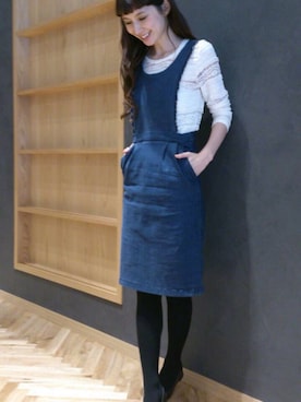 「 レース」｜「アイテム（ワンピース/ドレス）」を使った、Kazumiさん（レディース・165cm）の秋コーディネート