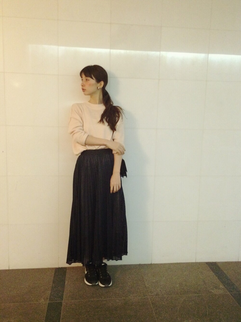 Kazumiさんの「スポーティーチュールロングプリーツスカート（near.nippon.）」を使ったコーディネート
