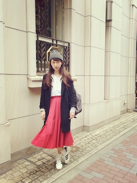 「STUDIOUS（ステュディオス）のアイテム（チェスターコート）」を使った、Kazumiさん（レディース・165cm）の春コーディネート