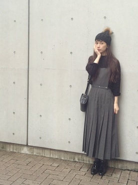 「Jeffrey Campbell（ジェフリーキャンベル）のアイテム（ローファー）」を使った、Kazumiさん（レディース・165cm）の冬コーディネート