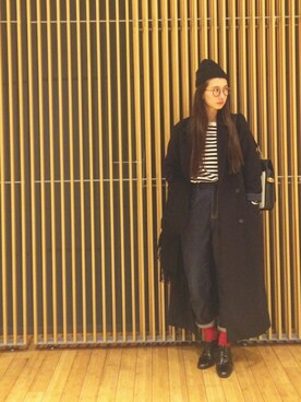 「Jeffrey Campbell（ジェフリーキャンベル）のアイテム（ローファー）」を使った、Kazumiさん（レディース・165cm）の冬コーディネート