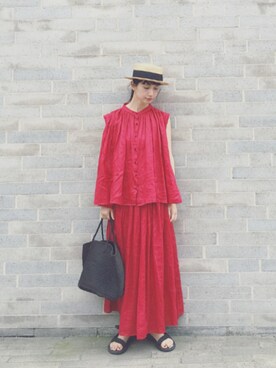 Kazumiさんの「G0877 リネンギャザーラップスカート」を使ったコーディネート