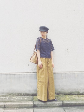 「NOLLEY’S（ノーリーズ）のアイテム（帽子）」を使った、Kazumiさん（レディース・165cm）の秋コーディネート