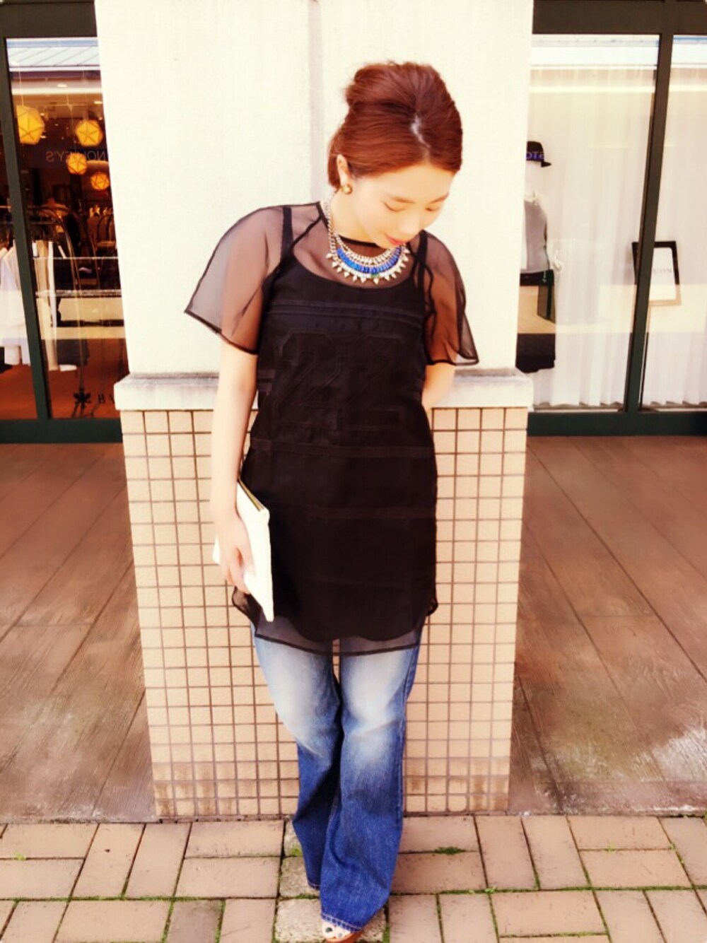 「FINDERSKEEPERS 、Deuxieme Classe(Deuxieme Classe)、スポーツmix、デニム」｜「Finders Keepersのアイテム（ワンピース、ブラック系）」を使った、hoshiさん（レディース・159cm）の春コーディネートの1枚目の写真