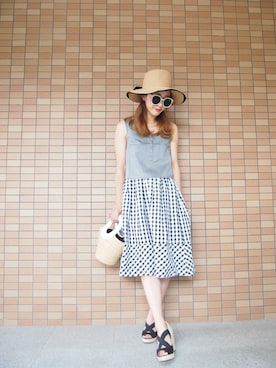 「northcorner（ノースコーナー）のアイテム」を使った、YURIKOさん（レディース・159cm）の夏コーディネート