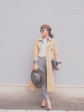 「コーディネート」｜「アイテム（トレンチコート）」を使った、YURIKOさん（レディース・159cm）の秋コーディネート