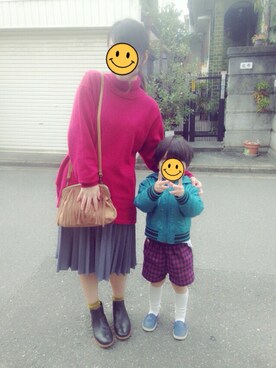 「くつした」｜「アイテム（ブーツ）」を使った、オガタさん（レディース・152cm）の冬コーディネート