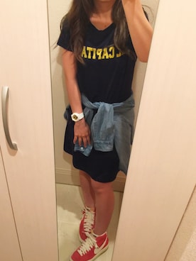 「Arnold Palmer（アーノルドパーマー）のアイテム（シャツワンピース）」を使った、pipiさん（レディース・151cm）の春コーディネート