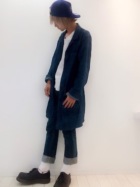 「金髪」｜「アイテム（デニムジャケット）」を使った、丹澤京介さん（メンズ・172cm）の秋コーディネート