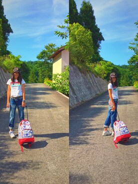 「BLUE MOON BLUE（ブルームーンブルー）のアイテム」を使った、リコ(rico)さん（レディース・170cm）の夏コーディネート