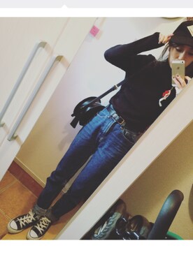 「LILY BROWN（リリーブラウン）のアイテム（キャップ）」を使った、mariko さん（レディース・153cm）の秋コーディネート