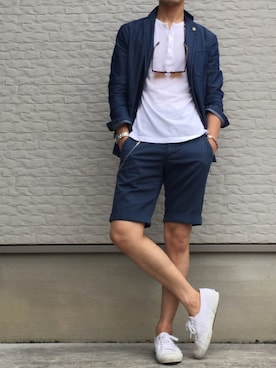 「SPERGA（スペルガ）のアイテム（シューズ）」を使った、ermildさん（メンズ・173cm）の夏コーディネート