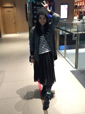 「adidas（アディダス）のアイテム（ノーカラージャケット）」を使った、zoeさん（レディース・158cm）の冬コーディネート
