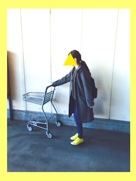 「緑ニット」｜「アイテム（チェスターコート）」を使った、ripiさん（レディース・154cm）の冬コーディネート