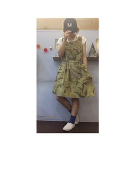 「カモ柄」｜「アイテム（ワンピース/ドレス）」を使った、37さん（レディース・154cm）の夏コーディネート