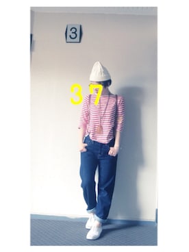 「shima・shima（シマシマ）のアイテム」を使った、37さん（レディース・154cm）の夏コーディネート