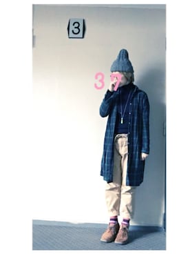 「雪だるま」｜37さん（レディース・154cm）の冬コーディネート