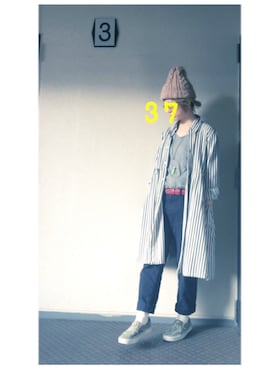 「カモ柄」｜「アイテム（その他シューズ）」を使った、37さん（レディース・154cm）の春コーディネート