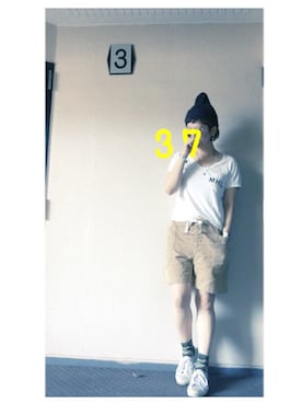 「カモ柄」｜「アイテム（アクセサリー）」を使った、37さん（レディース・154cm）の夏コーディネート