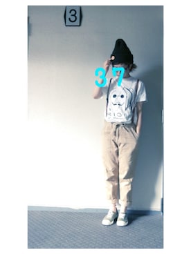 「OMIYAGE（オミヤゲ）のアイテム」を使った、37さん（レディース・154cm）の夏コーディネート