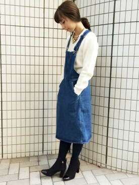 「edit for lulu」｜「アイテム（サロペット/オーバーオール）」を使った、Ryokoさん（レディース・157cm）の秋コーディネート