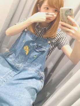 「トゥイーティー」｜「アイテム（サロペット/オーバーオール）」を使った、ゆーかしゃん🍬さん（レディース・147cm）の春コーディネート