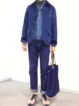 「blue」｜「アイテム（ミリタリージャケット）」を使った、J.Cさん（メンズ・170cm）の冬コーディネート